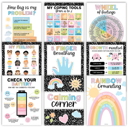 Hadley Designs Posters, Colorful Dark Calming Corner and Feelings Chart, Set Of 9