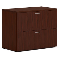 HON MOD Desk Collection 36"W Lateral 2-Drawer File Cabinet With Removable Top, Mahogany