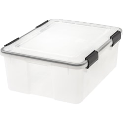 IRIS® Weathertight® Storage Container, 30 Quarts, 7 3/4" x 15 3/4" x 19 3/4", Clear