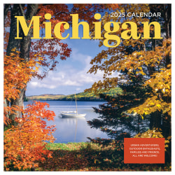 2025 TF Publishing Monthly Wall Calendar, 12" x 12", Michigan, January 2025 To December 2025