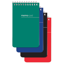 Office Depot® Brand Wirebound Top-Opening Memo Books, 3" x 5", 1 Hole-Punched, College Ruled, 60 Sheets, Assorted Colors (No Color Choice), Pack Of 3