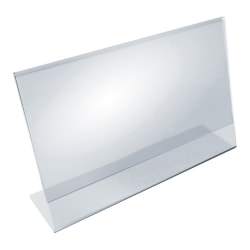 Azar Displays Acrylic Horizontal L-Shaped Sign Holders, 8-1/2"H x 14"W x 3"D, Clear, Pack Of 10 Holders