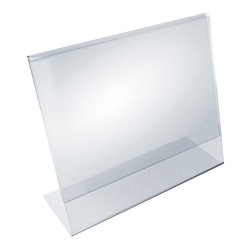 Azar Displays Acrylic Horizontal L-Shaped Sign Holders, 7"H x 11"W x 3"D, Clear, Pack Of 10 Holders
