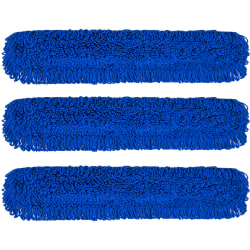 Gritt Commercial Microfiber Looped Dust Mop Pad Head, 48", Blue, Pack Of 3 Pad Heads