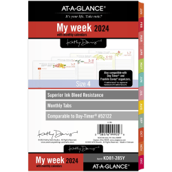 AT-A-GLANCE® Kathy Davis Weekly/Monthly Loose-Leaf Planner Refill Pages, 5-1/2" x 8-1/2", January to December 2024, KD81-285Y
