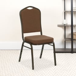 Flash Furniture HERCULES Series Crown Back Stacking Banquet Chair, Coffee/Goldvein