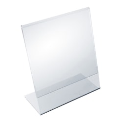 Azar Displays Acrylic Vertical L-Shaped Sign Holders, 6"H x 5"W x 3"D, Clear, Pack Of 10 Holders