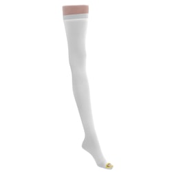 Medline EMS Nylon/Spandex Thigh-Length Anti-Embolism Stockings, Small Long, White, Pack Of 6 Pairs