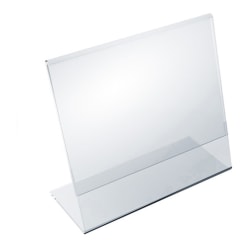 Azar Displays Acrylic Horizontal L-Shaped Sign Holders, 5"H x 6"W x 3"D, Clear, Pack Of 10 Holders