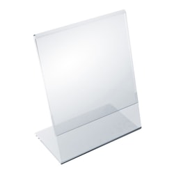 Azar Displays Acrylic Vertical L-Shaped Sign Holders, 5"H x 4"W x 3"D, Clear, Pack Of 10 Holders