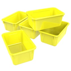 Storex Small Cubby Bins, 5-1/4"H x 8"W x 12-5/16"D, Yellow, Pack Of 5 Bins