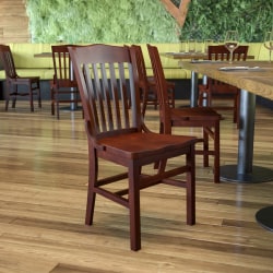 Flash Furniture HERCULES Series Finished School House Back Wooden Restaurant Chair, Mahogany