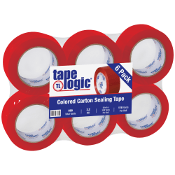 Tape Logic® Carton-Sealing Tape, 3" Core, 2" x 110 Yd, Red, Pack Of 6