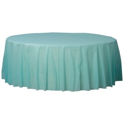 Amscan 77017 Solid Round Plastic Table Covers, 84", Robin's Egg Blue, Pack Of 6 Covers