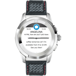 MyKronoz ZeTime Premium Hybrid Smartwatch, Petite, Polished Silver/Black Carbon Red, KRZT1PP-PSL-BKCAR