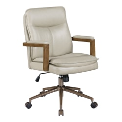 Office Star Woodlands Faux Leather High-Back Executive Office Chair, Taupe