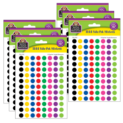 Teacher Created Resources® Mini Stickers, Colorful Circles, 1,144 Stickers Per Pack, Set Of 6 Packs