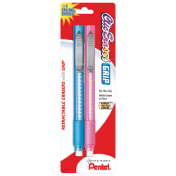 Pentel Clic Erasers, Assorted Barrel Colors, Pack Of 2