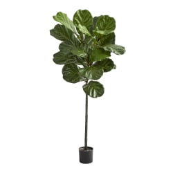 Nearly Natural Fiddle Leaf 52"H Artificial Tree With Planter, 52"H x 17"W x 17"D, Green/Black