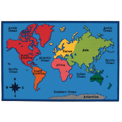 Carpets for Kids® KID$Value Rugs™ World Map Activity Rug, 4' x 6' , Multicolor