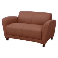 Lorell® Accession Bonded Leather Reception Loveseat, British Tan