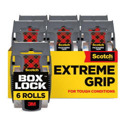 Scotch® Box Lock™ Shipping Packing Tape with Dispensers, 1.88" x 22.2 Yd, Clear, Pack of 6 Rolls