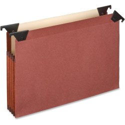 Pendaflex Letter Recycled Expanding File - 8 1/2"x11" - 3 1/2" Expansion - Red Fiber - 10% Recycled - 5/Box - 45432