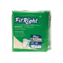 FitRight Plus Disposable Briefs, X-Large, 59 - 66", Yellow, 20 Briefs Per Bag, Case Of 4 Bags
