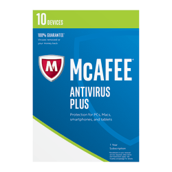 McAfee® AntiVirus Plus 2017, 1-Year Subscription, For 10 PC/Mac® Devices, Product Key