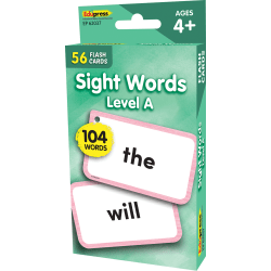 Teacher Created Resources Flash Cards, Sight Words Level A, 5-1/8" x 3-1/8", Total Qty 56