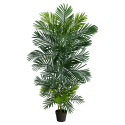 Nearly Natural Areca Palm 60"H Artificial Plant With Planter, 60"H x 16"W x 16"D, Green/Black