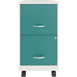 Realspace® SOHO Smart 18"D Vertical 2-Drawer Mobile File Cabinet, White/Teal