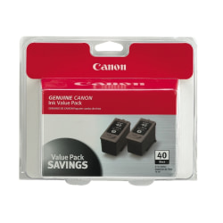 Canon® PG-40 ChromaLife 100 Black Ink Cartridges, Pack Of 2, 0615B013
