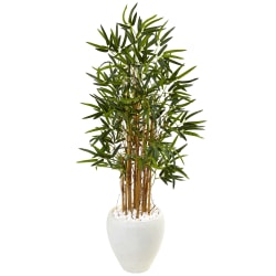 Nearly Natural Bamboo 48"H Artificial Tree With Oval Planter, 48"H x 28"W x 28"D, Green
