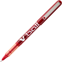 Pilot® V-Ball™ Liquid Ink Rollerball Pens, Extra Fine Point, 0.5 mm, Red Barrel, Red Ink, Pack Of 12 Pens