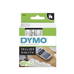DYMO® D1 43613 Black-On-White Tape, 0.25" x 23'