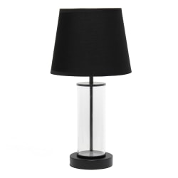 Simple Designs Encased Metal Table Lamp, 16-15/16"H, Black Shade/Black And Clear Base