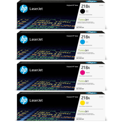 HP 218A Black, Cyan, Magenta, Yellow Original LaserJet Toner Cartridges, W2180AQ1, Total Qty 4