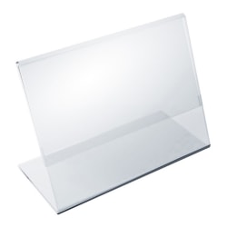 Azar Displays Acrylic Horizontal L-Shaped Sign Holders, 4"H x 5"W x 3"D, Clear, Pack Of 10 Holders