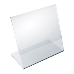 Azar Displays Acrylic Horizontal/Vertical L-Shaped Sign Holders, 4-1/2"H x 4-1/2"W x 3"D, Clear, Pack Of 10 Holders
