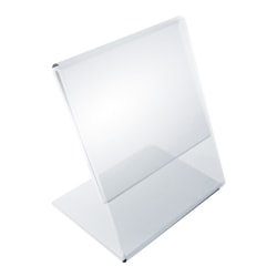 Azar Displays L-Shaped Acrylic Sign Holders, 4"H x 3"W x 3"D, Clear, Pack Of 10 Holders
