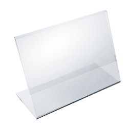 Azar Displays Acrylic Horizontal L-Shaped Sign Holders, 3-1/2"H x 5-1/2"W x 3"D, Clear, Pack Of 10 Holders