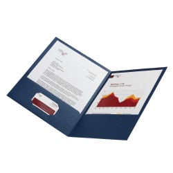 Office Depot® Brand Linen 2-Pocket Folder, Letter Size, Navy, Pack Of 5