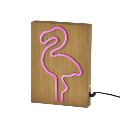 Adesso® Simplee Wood-Framed Neon Table Lamp, 9"H, Flamingo