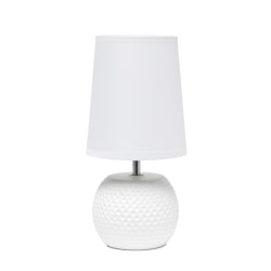 Simple Designs Studded Texture Ceramic Table Lamp, 11-3/8"H, White Shade/White Base