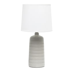 Simple Designs Textured Linear Ceramic Table Lamp, 15-3/4"H, White Shade/Taupe Base