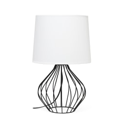 Simple Designs Geometrically-Wired Table Lamp, 19-3/4"H, Black Shade/White Base