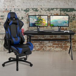 Flash Furniture Gaming Desk And Reclining Chair Set, Blue