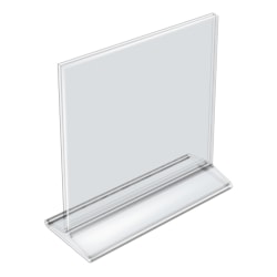 Azar Displays Acrylic Vertical 2-Sided Sign Holders, 8-1/2"H x 8-1/2"W x 3"D, Clear, Pack Of 10 Holders