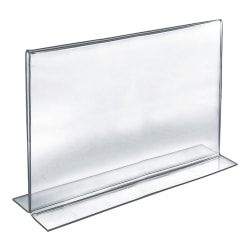 Azar Displays Acrylic Horizontal Sign Holders, 11"H x 14"W x 3"D, Clear, Pack Of 10 Holders